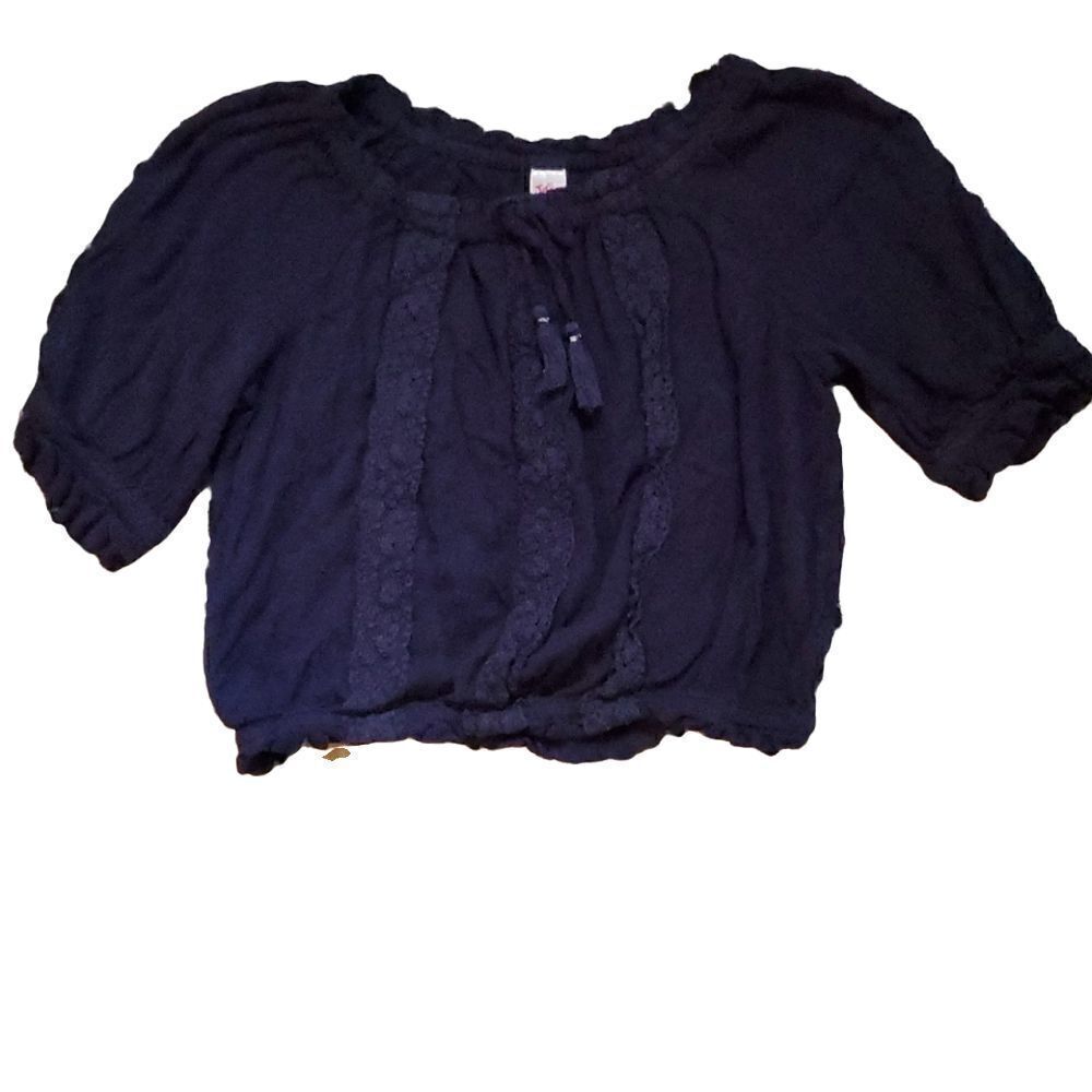 Justice Girls Size 10 Navy Blue Peasant Blouse